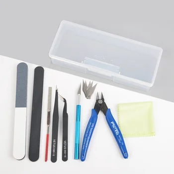 professional model making tools set , 14 pcs model tool with plastic box set for hand craft hobby beginners .
