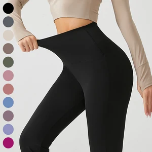 Wholesale High-Waisted Scrunched Butt Yoga Leggings Women Elastic Waist  Sports Gym Pants Custom Logo Spandex Material Pockets