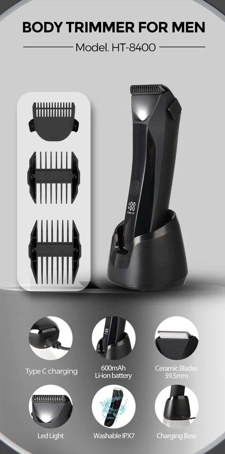 Detachable Ceramic Blade Male Full Body Hair Groomer Waterproof Wet Dry