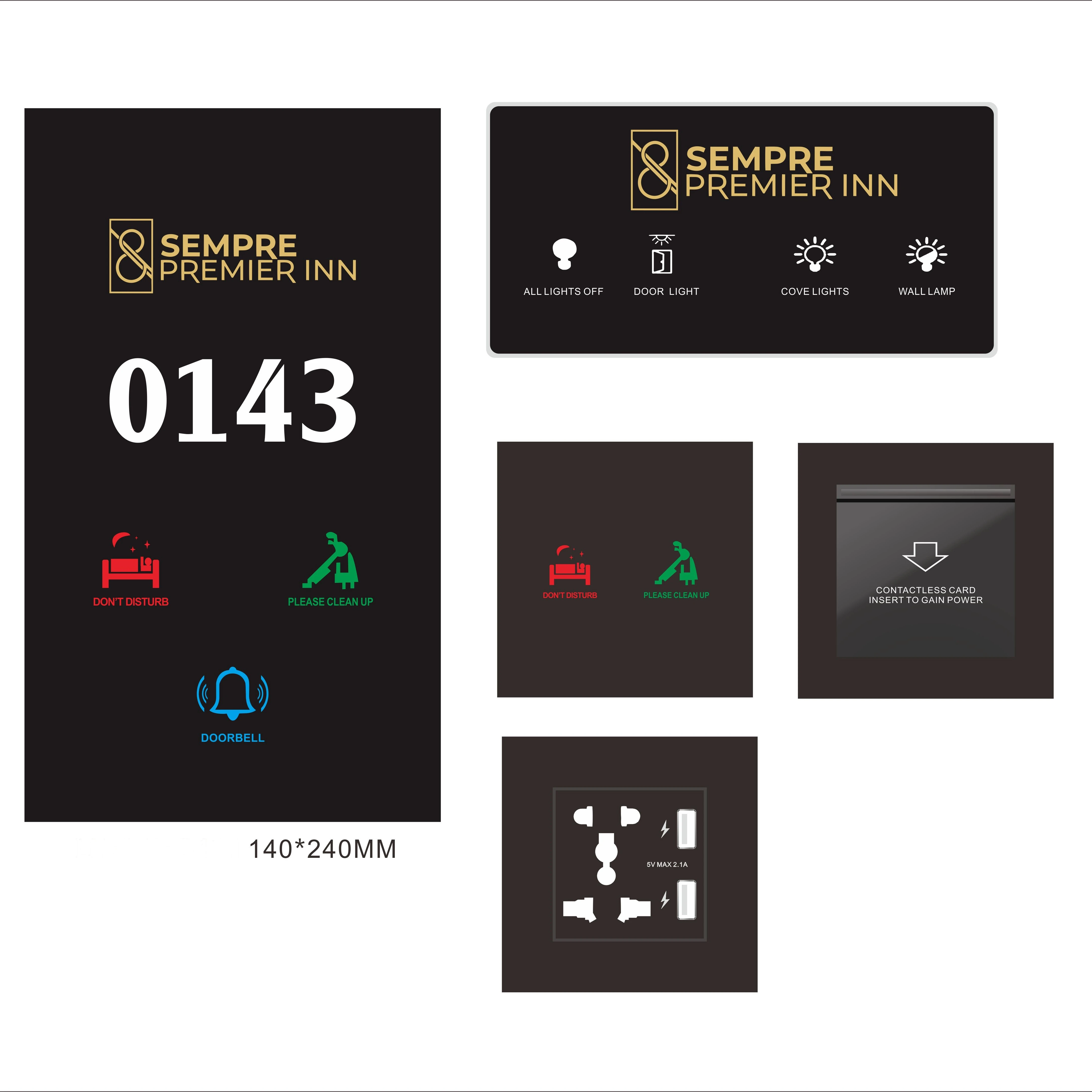 Electronic Hotel Room Number Panel with Five in One Hotel Doorplate Do Not Disturb Make up Room and Bell