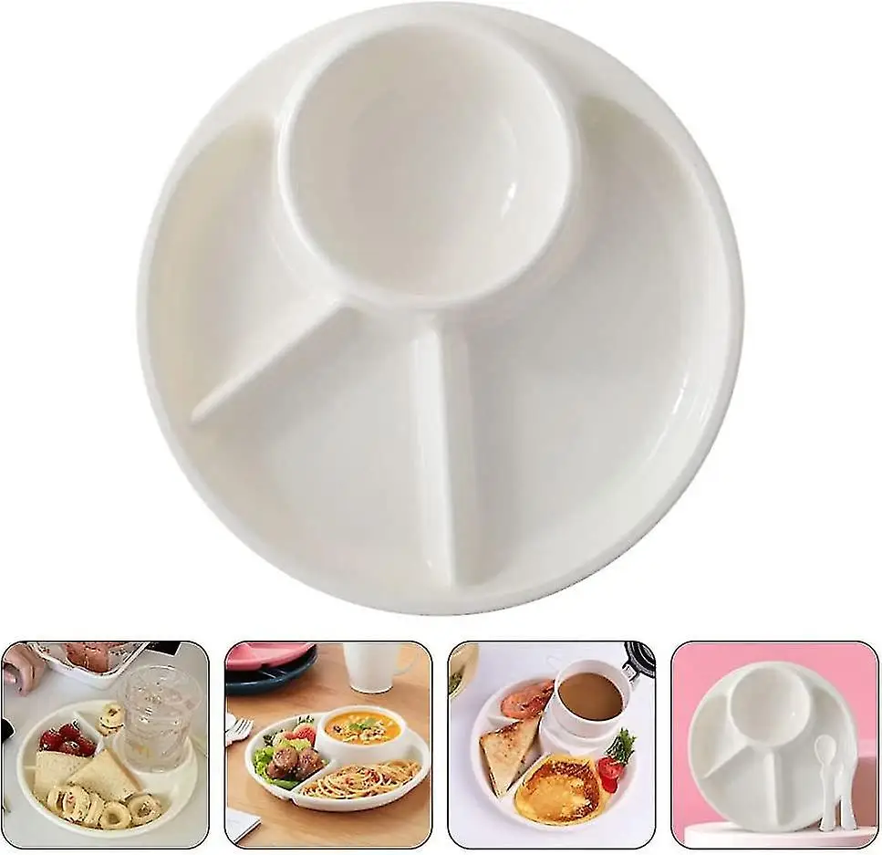 Elegant Round Shaped 4 Compartment Appetizer Portion Serving Tray Control Plate