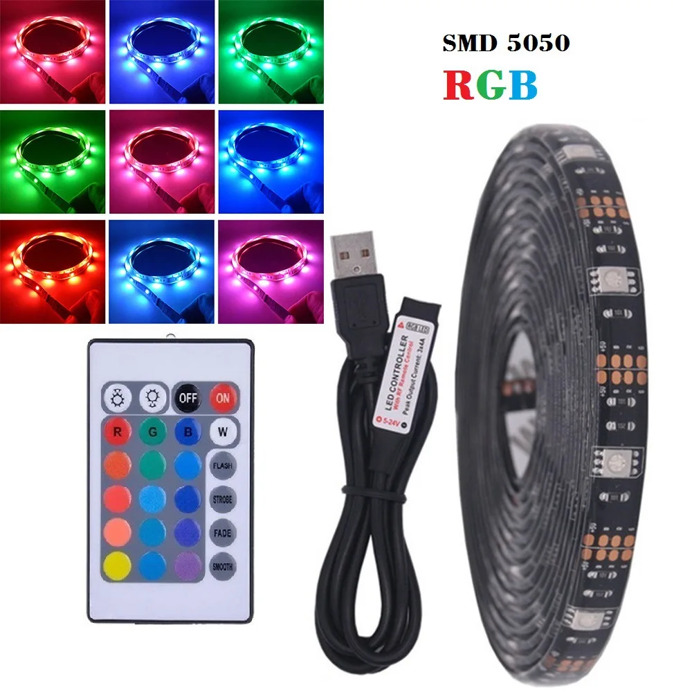 USB 5V LED Strip Christmas 30LEDs Waterproof PVC Body IP65 with Remote Control Switch for Home TV Background Decoration