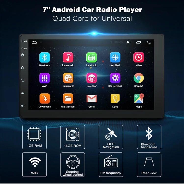 Android Car Stereo 2 Din 7 Inch GPS Navigation Music Video Player Mirror Link 1GB RAM 16GB ROM Quad Core SWC