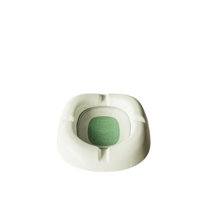 OEM Crafts Manufacturer Custom Shape Innovative Retro Modern Football Soccer Outdoor Stadium Sports Field Ceramic Cigar Ashtray