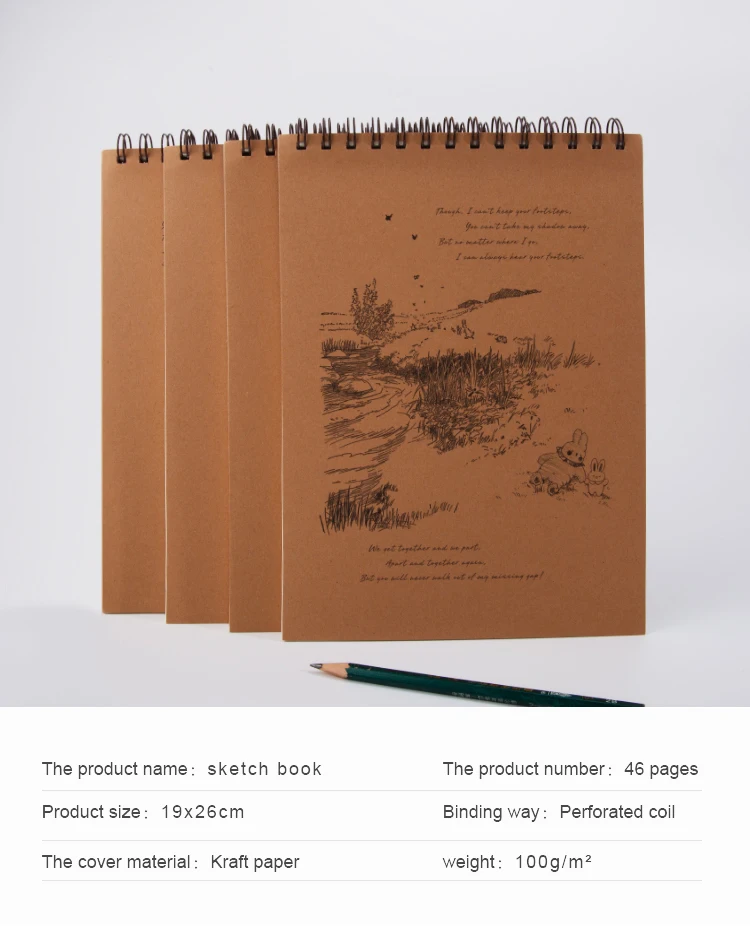 Wholesale Bulk Plain Spiral Kraft Paper Unbound Private Label Hardback