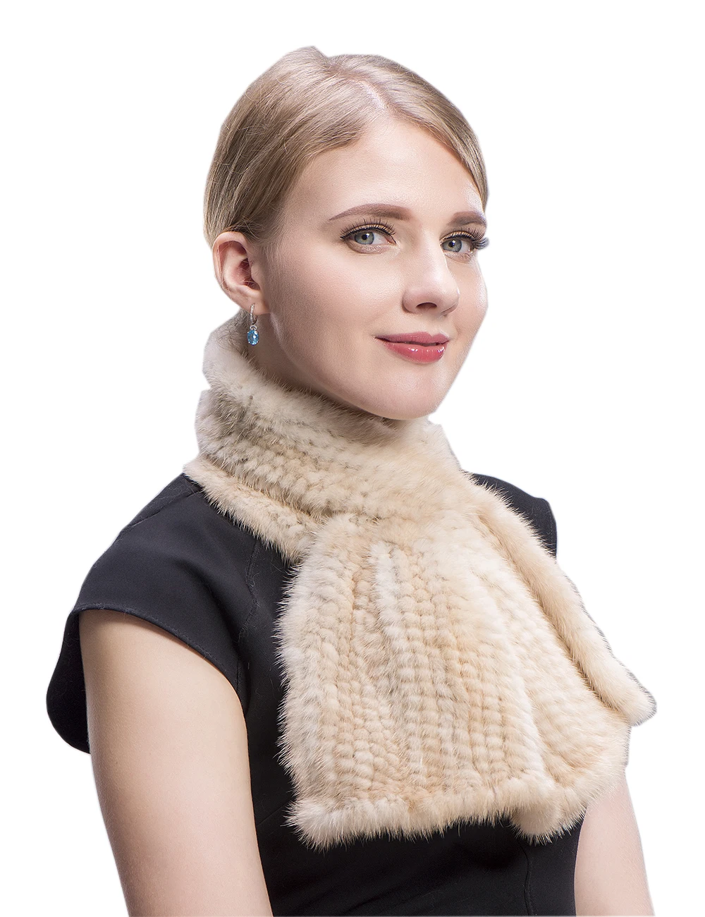 MWFur ручной вязки роскошный норковый меховой шарф двусторонний мех короткий стиль для женщин