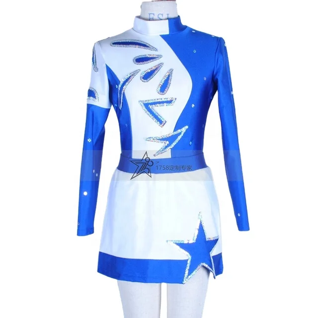 1758 Wholesale Cheer Dance Uniforms Customized Design with Sequin Embroidery Comfortable Style Unisex Made of Spandex School Use