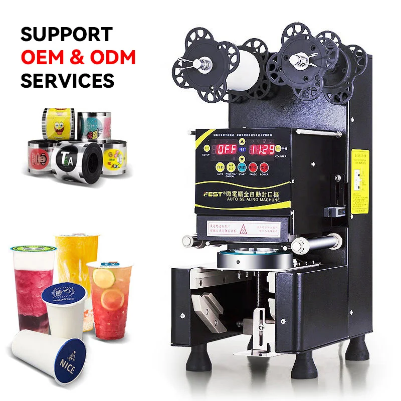 Automatic Cup Sealing Machine Bubble Tea Cup Sealer Plastic or Paper 220V Film Plastic Plate Lid Machine