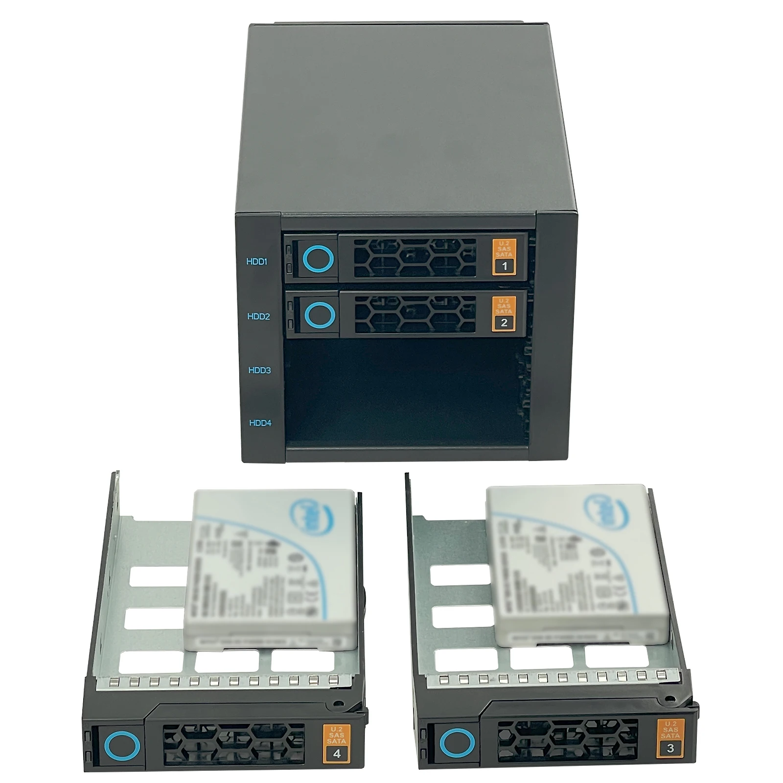 ZhenLoong U.2 4-Bay Hot Swap HDD Module for SAS/SATA Drives - 5.25
