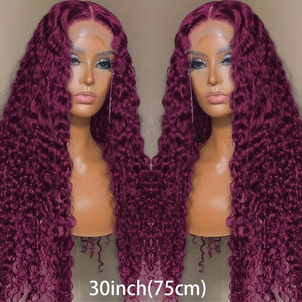 Glueless Human Hair Lace Frontal Wig Brazilian Water Wave Curly Black Hair w/ 13x4 Lace Front for Women_voghion.com