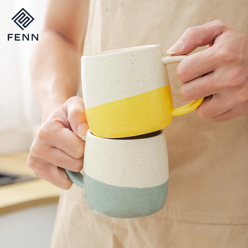 FENN Splash Ink Nordic Ceramic clay Mug Porcelain Splatter Campfire Mug Ceramic Speckled Ceramic Mug Handmade Sublimation Cup