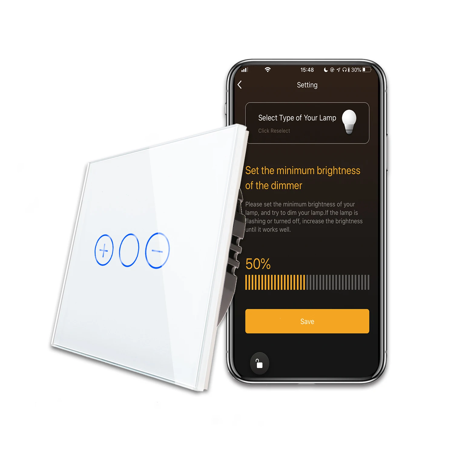 Bingoelec Zigbee 1Gang Tuya Google Alexa Smart Wall  Touch  Glass Touch Panel Dimmer Light  Switch for Led