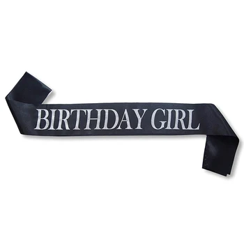 Black Gold Birthday Girl Sash for Women Happy 16th 18th 20th 30th 40th 50th 60th Birthday Party Decoration Supplies Favor Gift