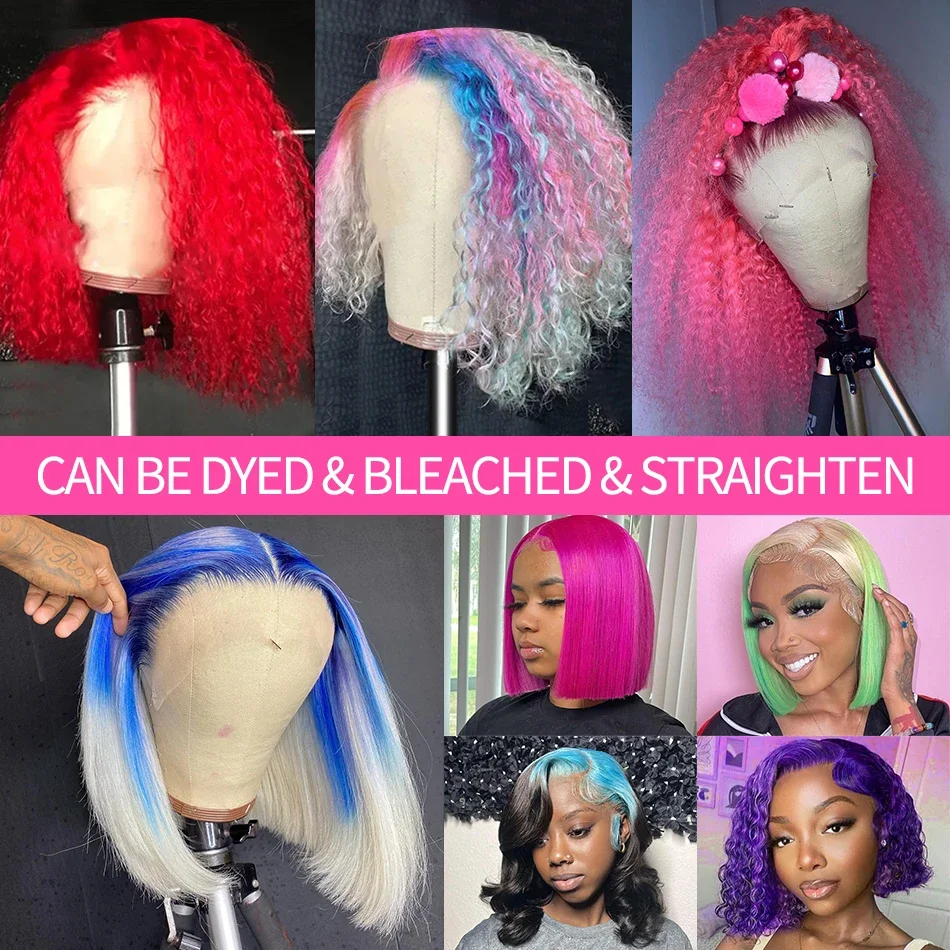 613 HD Lace Frontal Deep Wave Bob Wig Human Hair Brazilian Honey Blonde Water Wave Lace Front Wigs_voghion.com