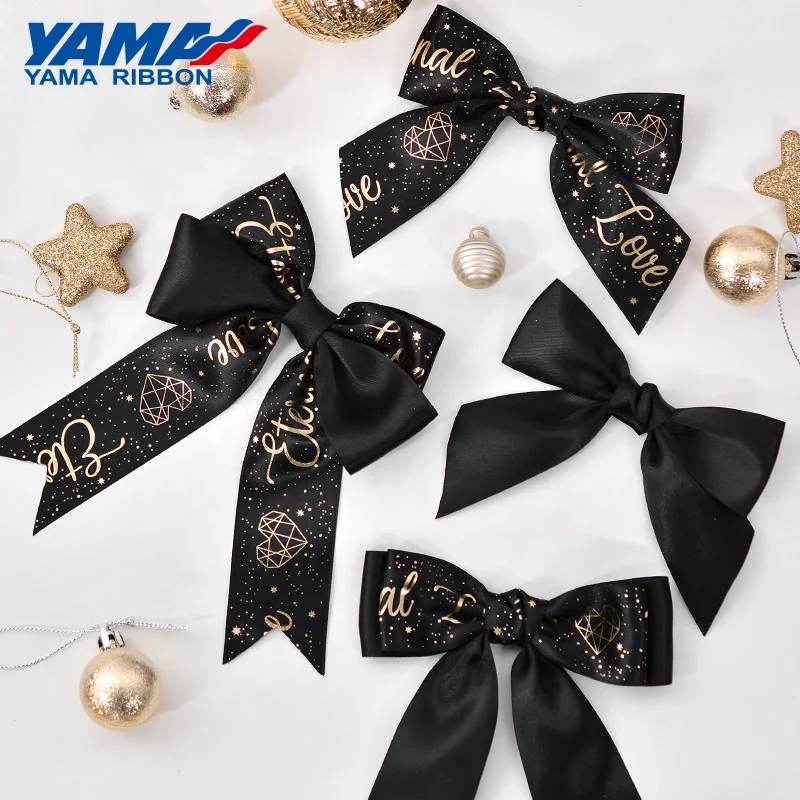 Yama Factory Custom Size Satin Bows Pre Tied Gift Ribbon Bows With Elastic Loop
