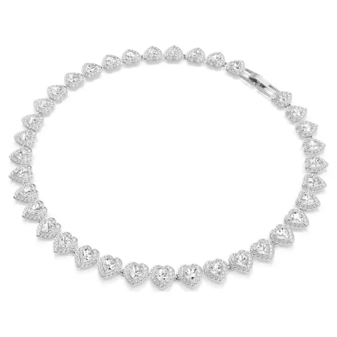 High Quality and Fashionable Stainless Steel Heart-shaped Design with Crystal Inlay, Charming Women's Necklace Wholesale