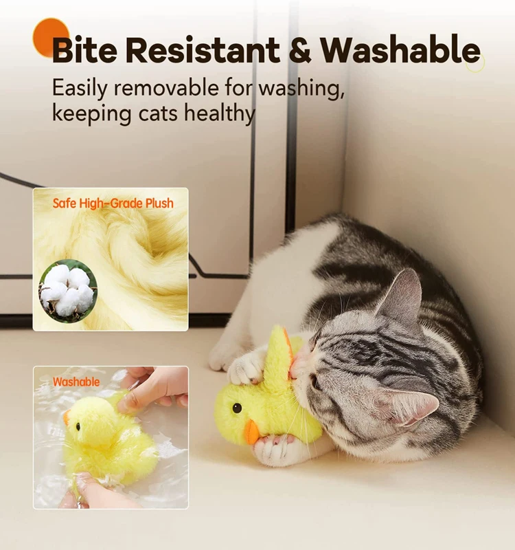 Rechargeable Pet Lifelike Chirping Flapping Catnip Duck Kicker Touch ...