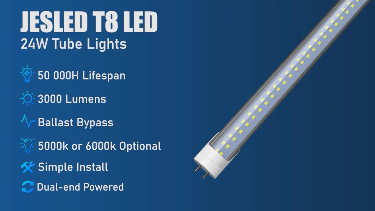 Jesled Led T8 Light Tube 2ft 3ft 4ft Frosted Lighting Tube Fixture Dual ...