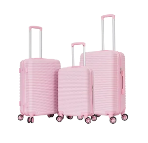 STYLISH MODEL PINK COLOR LADY STYLE ABS TROLLEY SUITCASE 3PCS LUGGAGE WITH COMPETITIVE PRICE