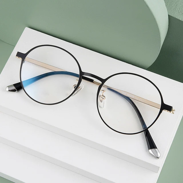 Montura De Gafas De Titanio Para Mujer,Gafas Redondas Negras,A La Moda -  Buy Las Mujeres Gafas Marco Óptico De Gafas,Negro Redondo Gafas Marcos De  Gafas,De Titanio Puro Señoras Gafas De Marco Product