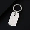 Silver key ring with black cross
