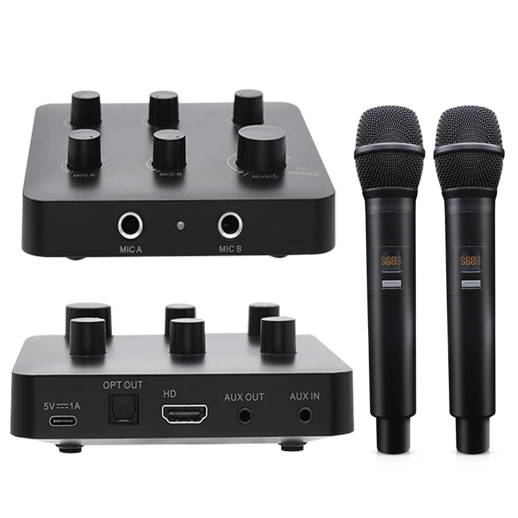 Karaoke Mixer System Wireless Microphone Backing Singing Supports TV ...