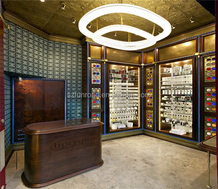 modern cosmetics shop interior design make up stands and displays makeup counter