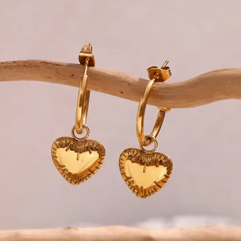 Mothers Day Gifts Vintage Heart Jewelry Pearl Drop Earrings Gold Plated Stainless Steel Mother Day Gift Jewelry