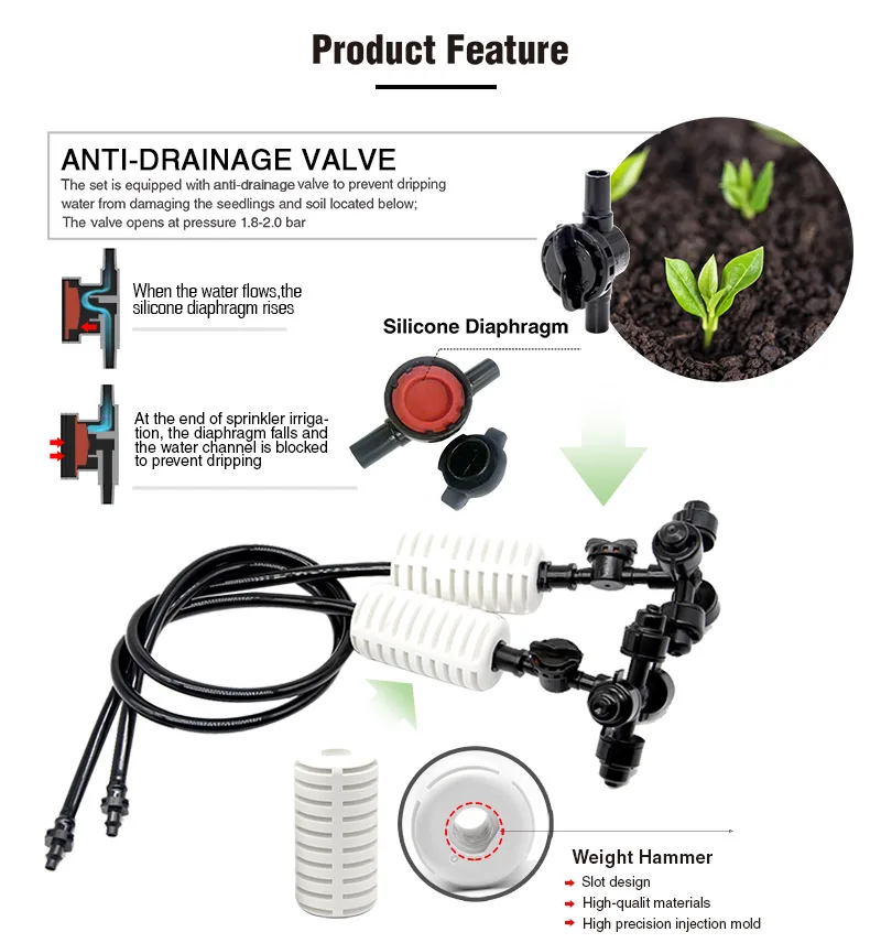 4 Way Fogger Misting With Anti Drip Connector For Garden Greenhouse