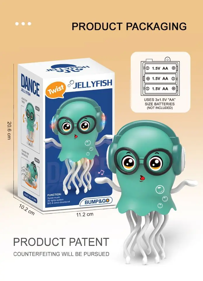 趋势耐用塑料发光二极管光章鱼电动感官爬行鱿鱼玩具避障功能电子宠物