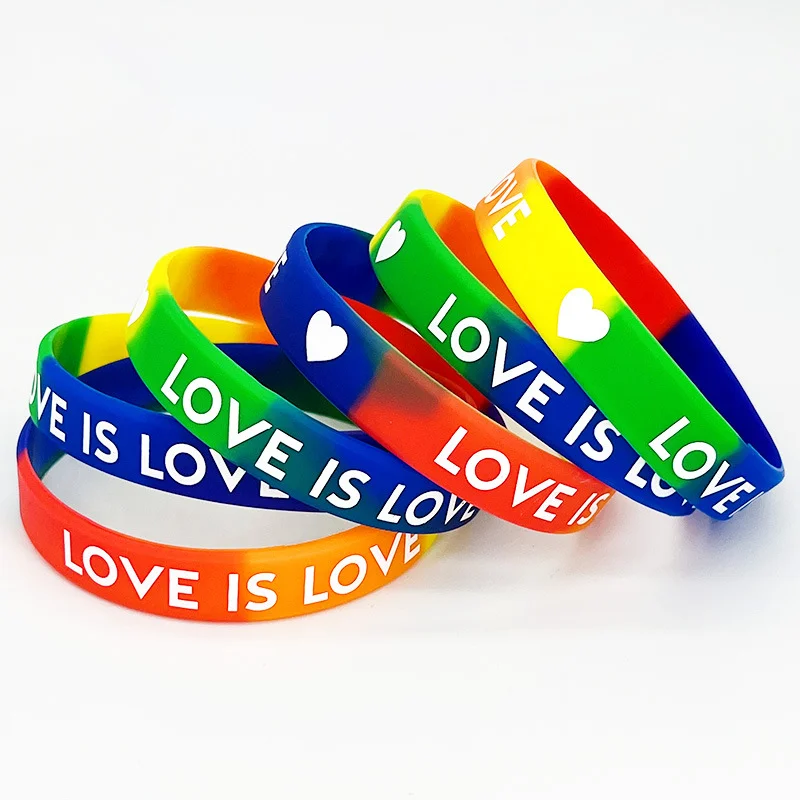 Rainbow Silicone Wristbands Love IS Lover Custom Pride Silicone Bracelet supplier