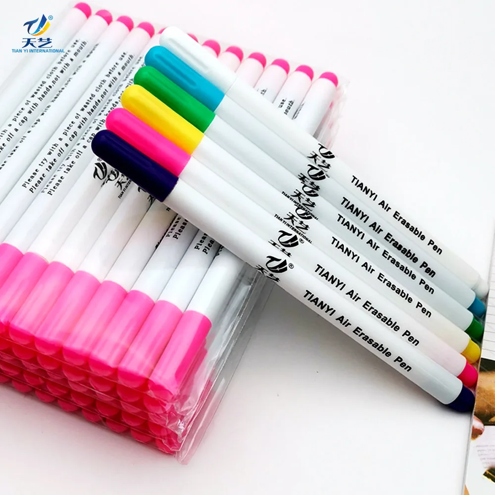 Air Erasable Textile Marker Pen Disappearing Ink Makring Pen Assorted Colors Fabric Markers for Tracing Garment