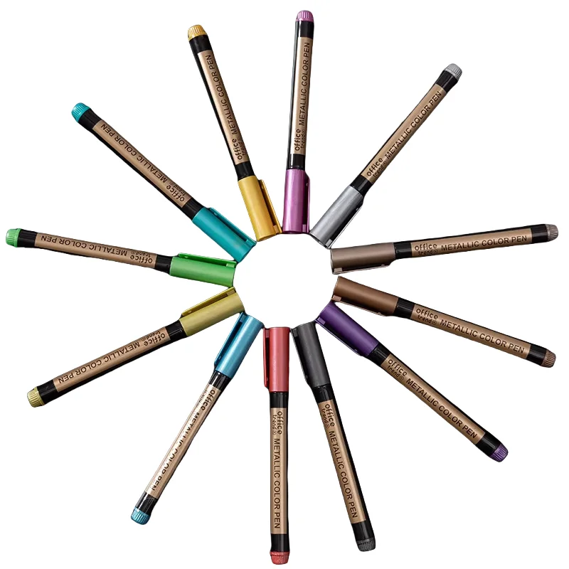 Colored Metal Pen Water-based Paint Marker 12 Color Black Cardboard Photo Album Hand Account