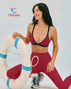 Hot Selling Seamless Padded Bra Yoga Scrunch Leggings Quality Breathable 2 Piece Gym Clothing Yoga Sets Fitness Women