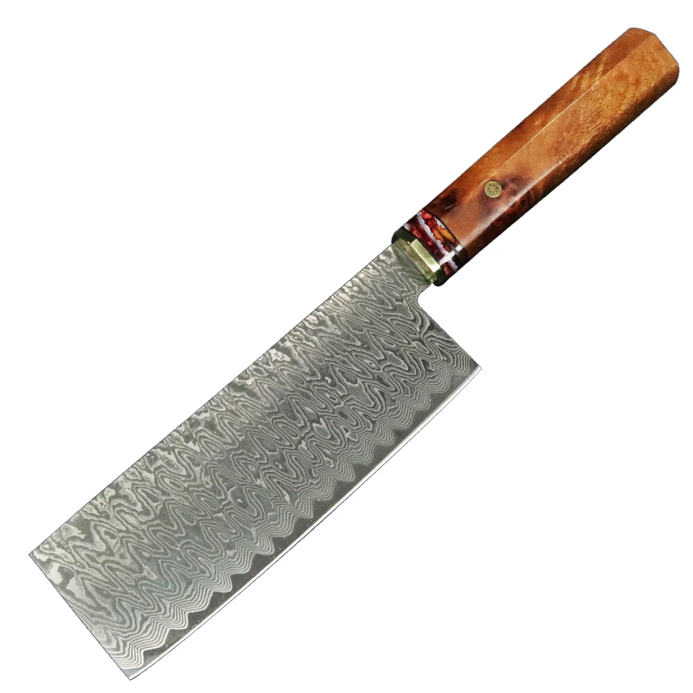 Damascus Steel Chef Knife - Carbon Steel Chopping  Slicing Knife