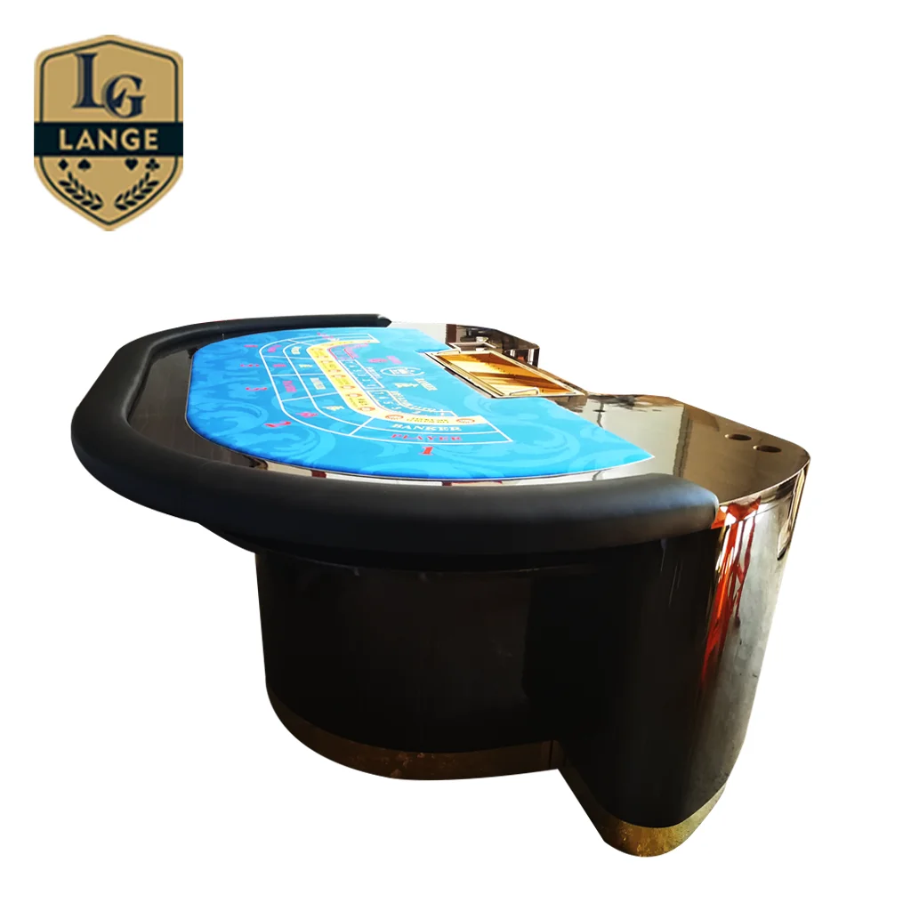 Premium Oval Baccarat Table Suited Cheap Poker Table With Dealer Float