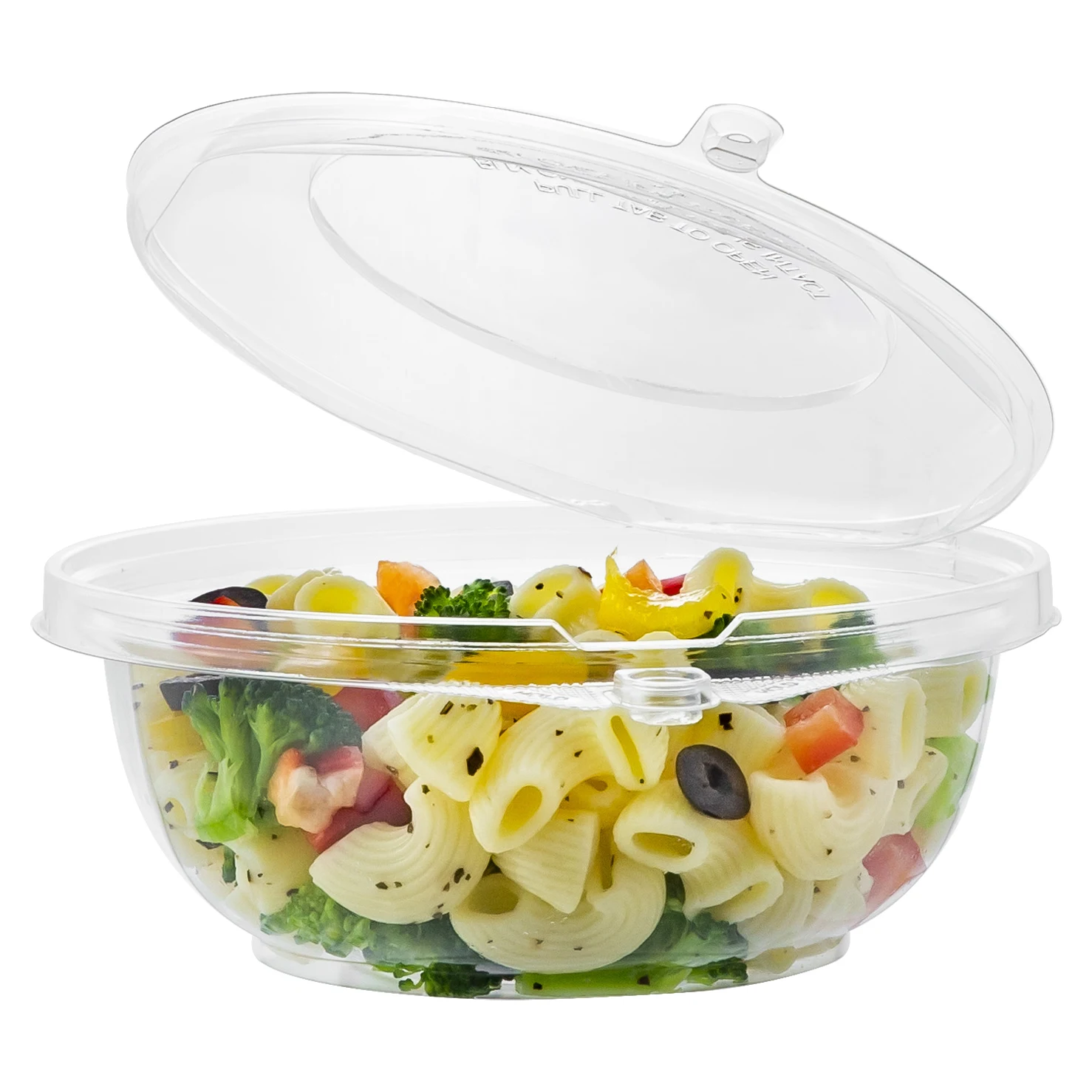 24oz Unique Round PET Plastic Disposable Salad Bowl Tamper Evident Clamshell Design for Takeaway Food Use