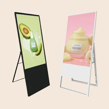 43 Inch Super Slim Tilt Free Standing Electronic Board Restaurant Fast Food Android Wifi Portable Screen Advertising Stand