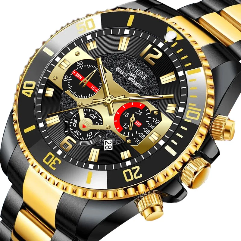 新品 NOTIONR ラグジュアリーウォッチ メンズ腕時計 ブラック＆ゴールド2