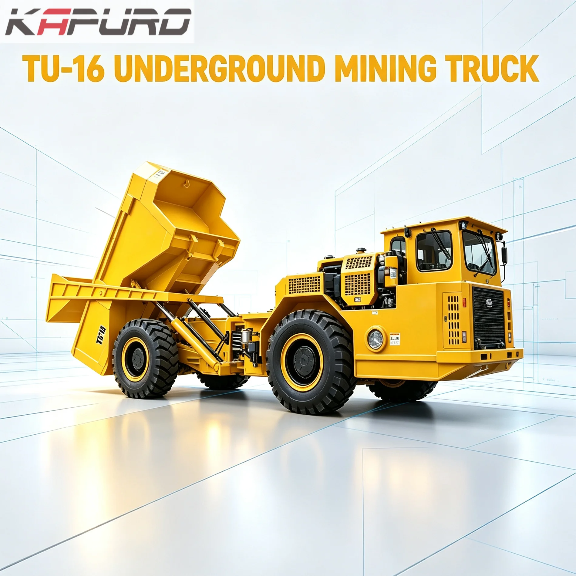 Kapuro TU-16 Articulated Underground Mining Truck 16 Ton 7.5m Low Profile Narrow Vein with Bearing and Pump
