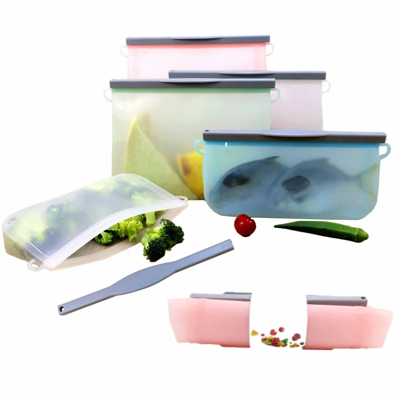 Custom Eco Friendly Reusable Food Grade Silicone Stand Up Ziplock Waterproof Silicon Food