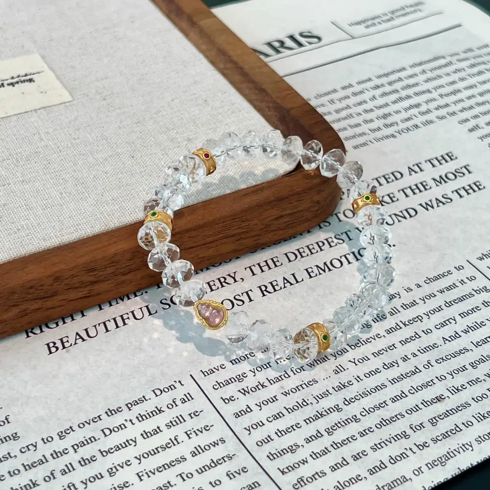 KAKODIY gourd 18K gold plated 925 sterling silver jewelry natural white crystal bead chain bracelet detail 6