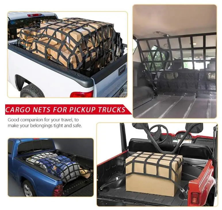 thumbnail image 2 of Heavy Duty Truck Bed Cargo Net - 42"x50" With Cam Buckles & S-Hooks For Pickup Trucks 2 of 14