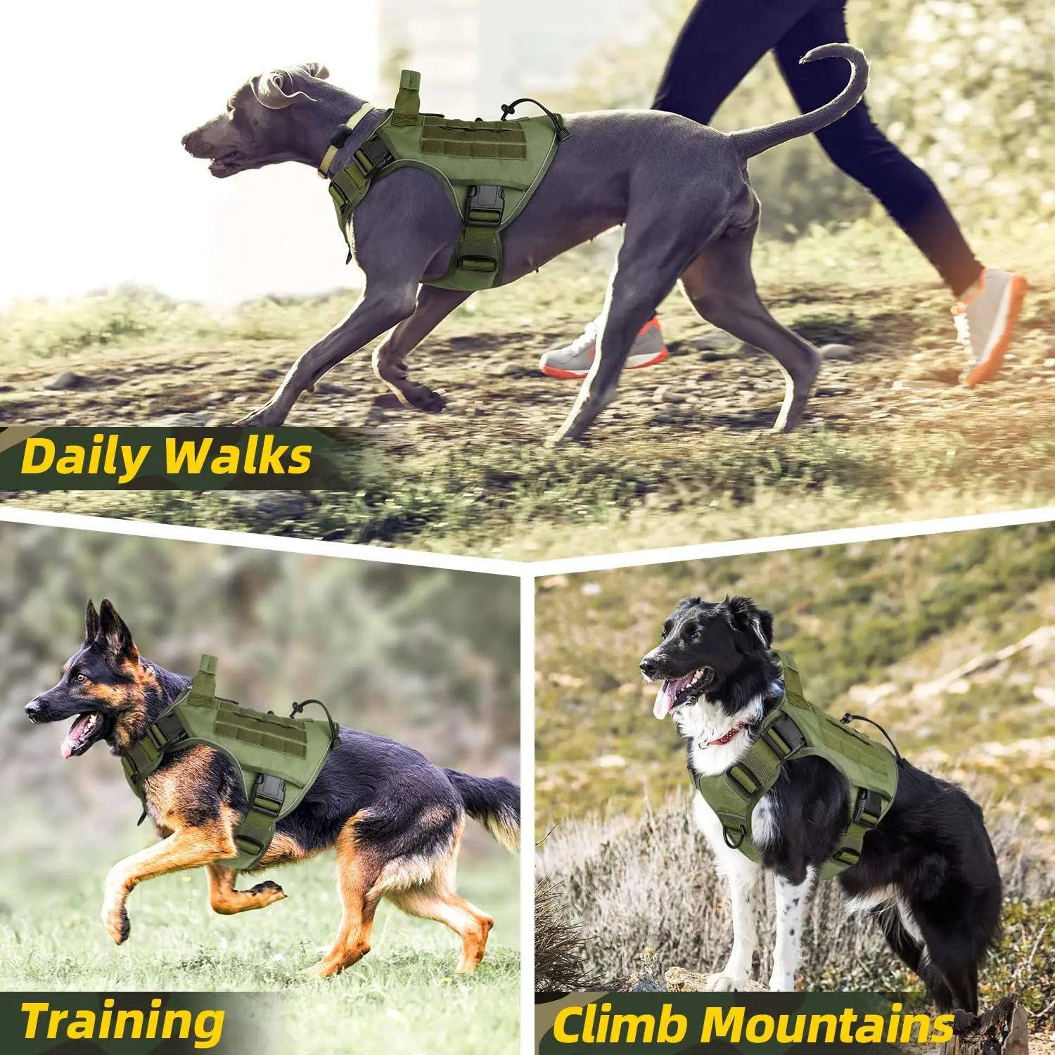 Heavy Duty Tactical Dog Reflective Harness Durable 1050d Nylon