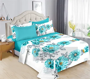 New Design Bedsheets 6 Pieces Flat Sheet & Pillowcases Ready to Ship king Size 6pcs Bed Sheet Set