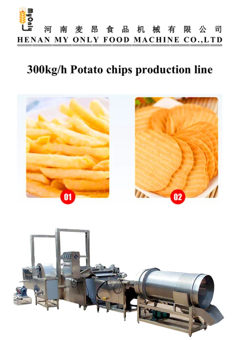 Potato chips frying machine full automatic with cutting cutter slicing