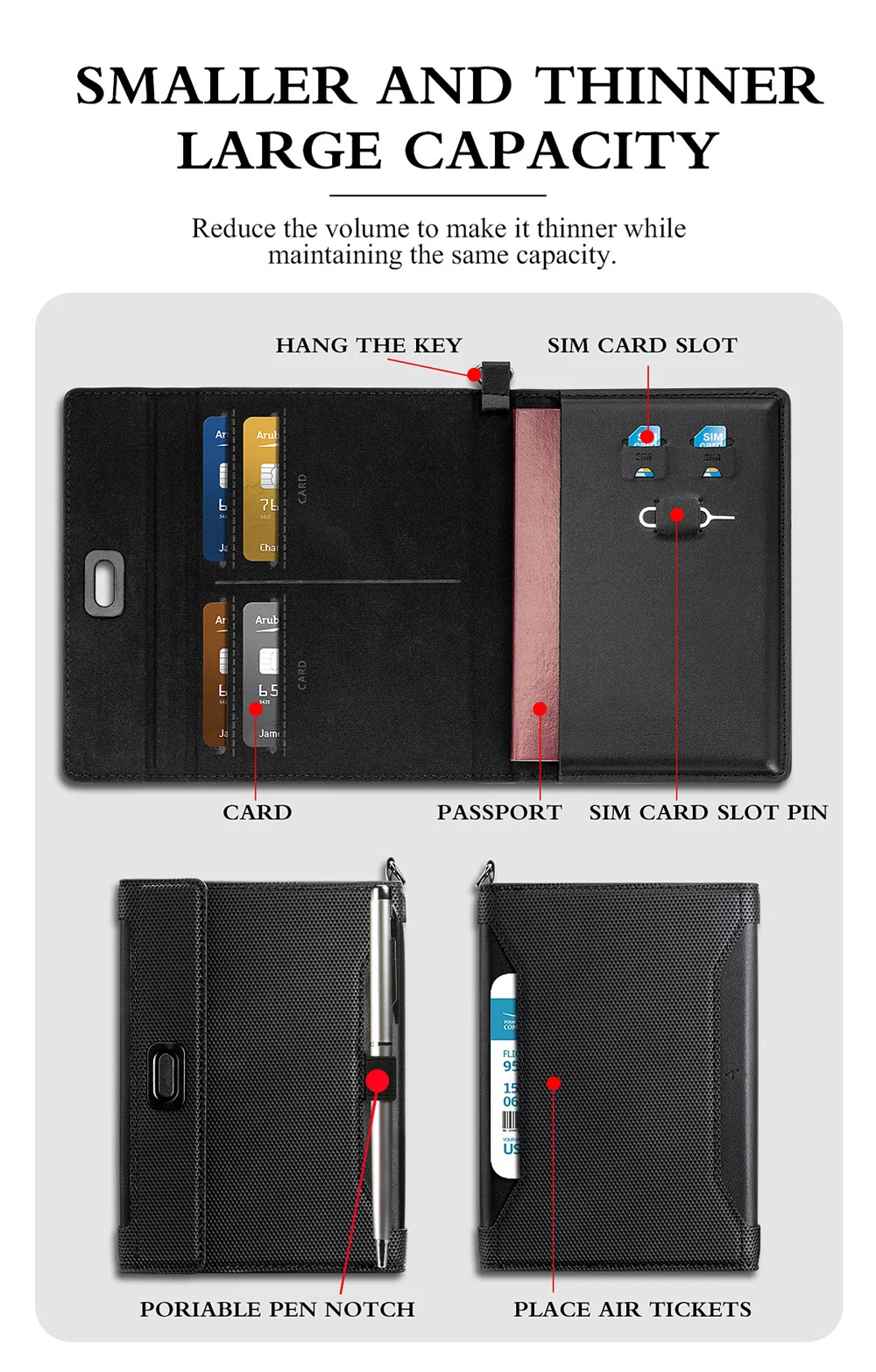Men's Slim Pu Leather Beige Passport Cover Waterproof Anti-Theft Passport Holder with Keychain and Lanyard