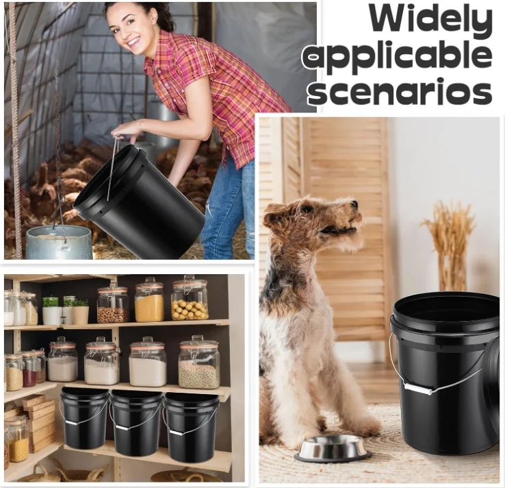 16L Round Plastic Paint Bucket with Lid and Handle Pressure-Resistant and Recyclable Empty PP Barrel and Pail