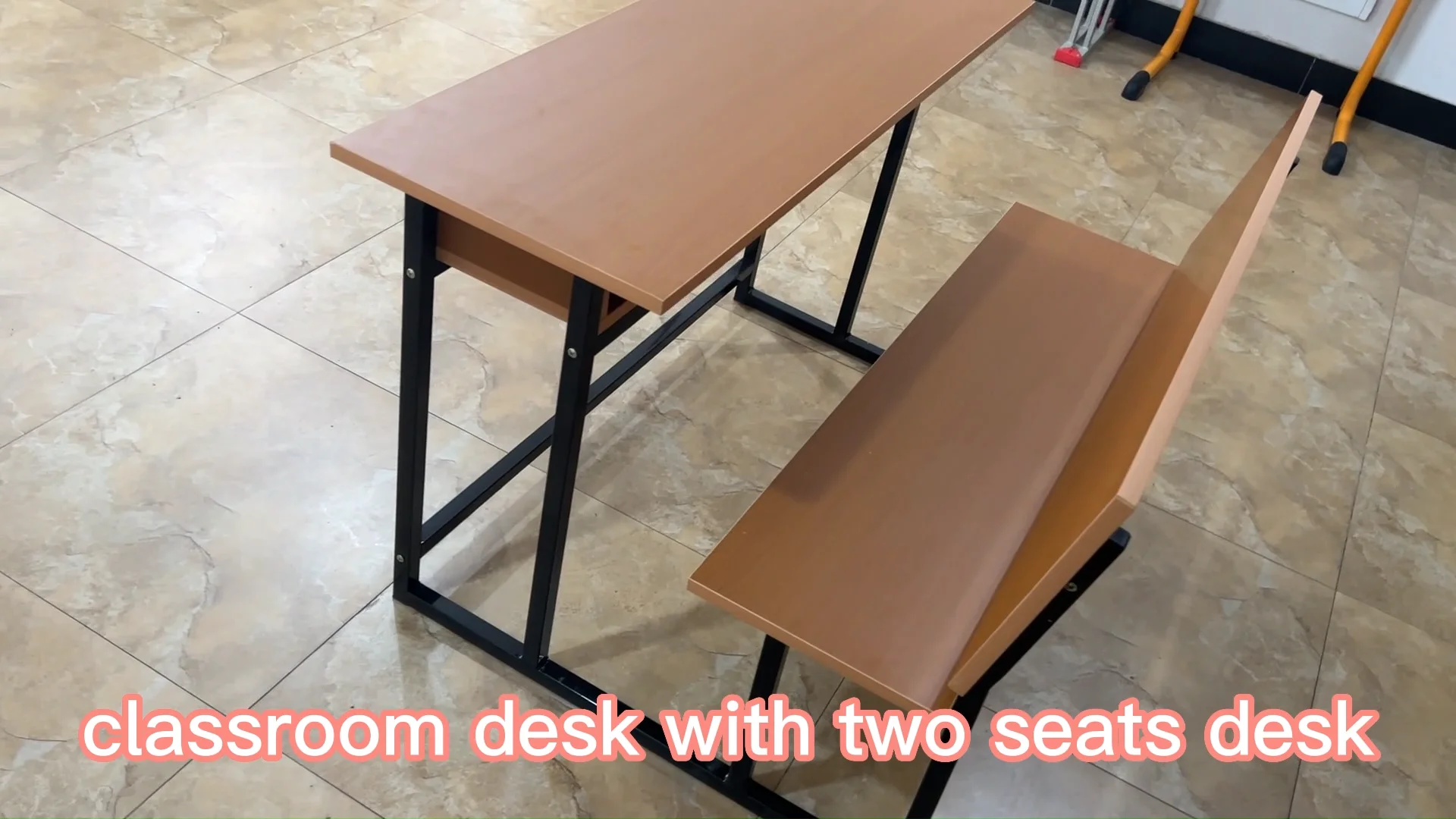 School Furniture Student Desk And Chair Two Seater Wooden Desk And
