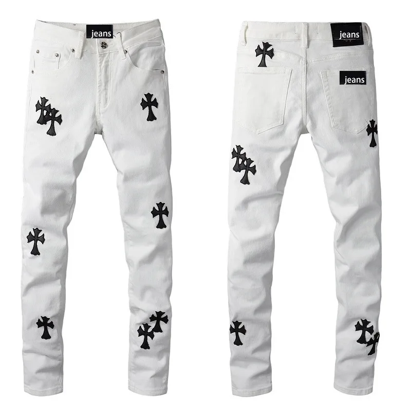 Hot Selling Men's Stonewashed Denim Jeans From China Plus Size Ripped Banana Republic Style Low Price Featuring Hole Decoration